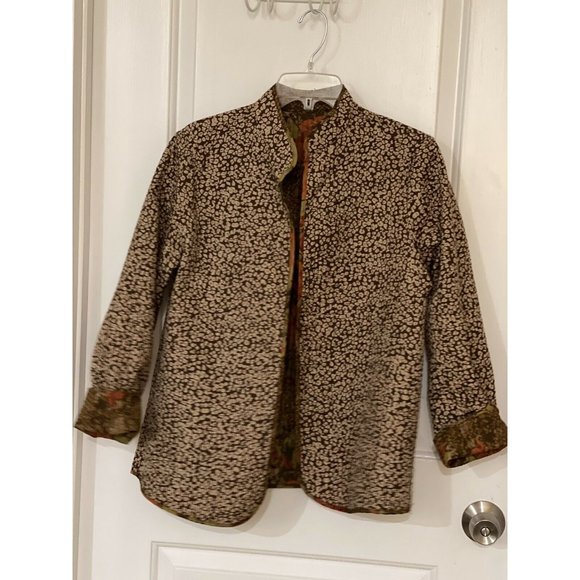 Batik Print Quilted Light Reversible Open Jacket Womens Bohemian Size Medium - Picture 4 of 5